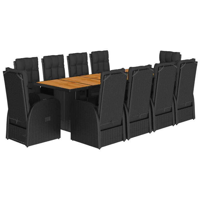 Set mobilier de exterior cu perne, 11 piese, negru, poliratan - WALTI WALTI
