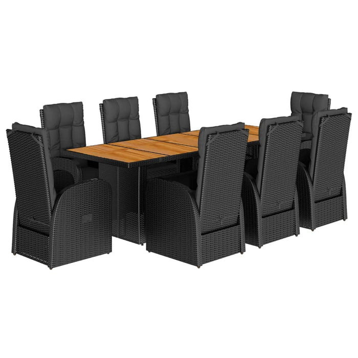 Set mobilier de grădină cu perne, 9 piese, negru, poliratan - WALTI WALTI