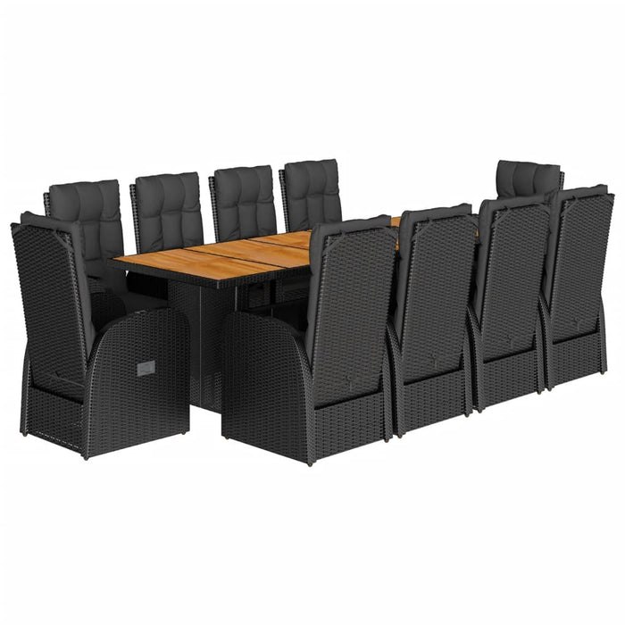 Set mobilier de exterior cu perne, 11 piese, negru, poliratan - WALTI WALTI