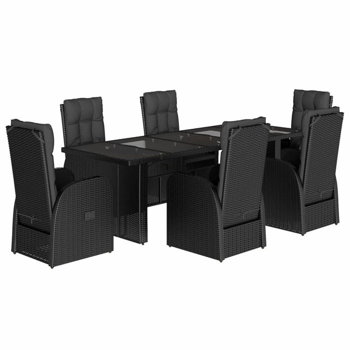 Set mobilier de grădină cu perne, 7 piese, negru, poliratan - WALTI WALTI