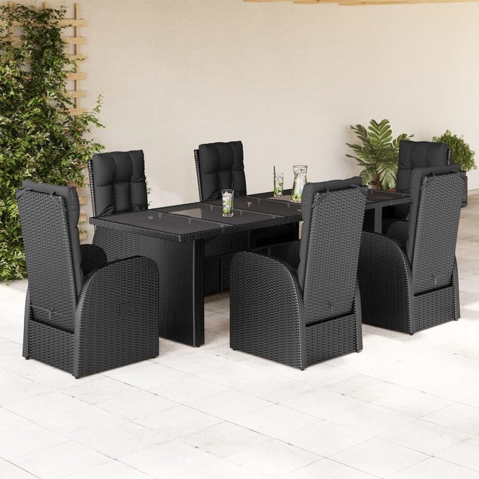 Set mobilier de grădină cu perne, 7 piese, negru, poliratan - WALTI WALTI