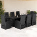 Set mobilier de grădină cu perne, 9 piese, negru, poliratan - WALTI WALTI