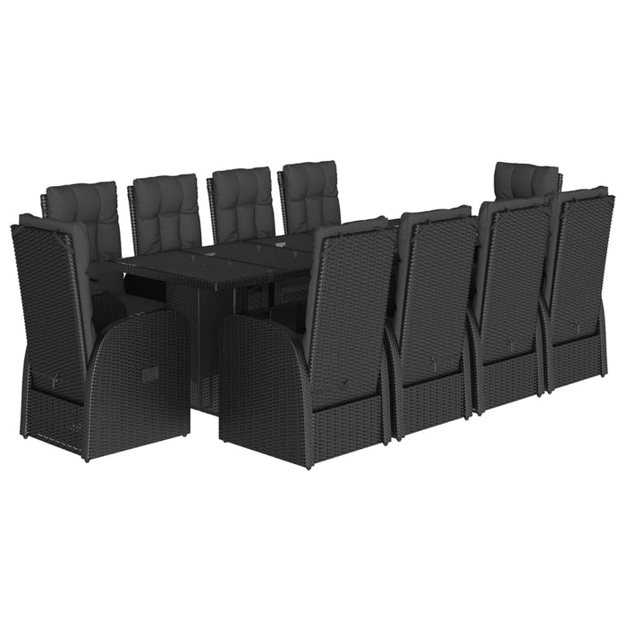 Set mobilier de exterior cu perne, 11 piese, negru, poliratan - WALTI WALTI