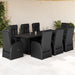 Set mobilier de grădină cu perne, 9 piese, negru, poliratan - WALTI WALTI