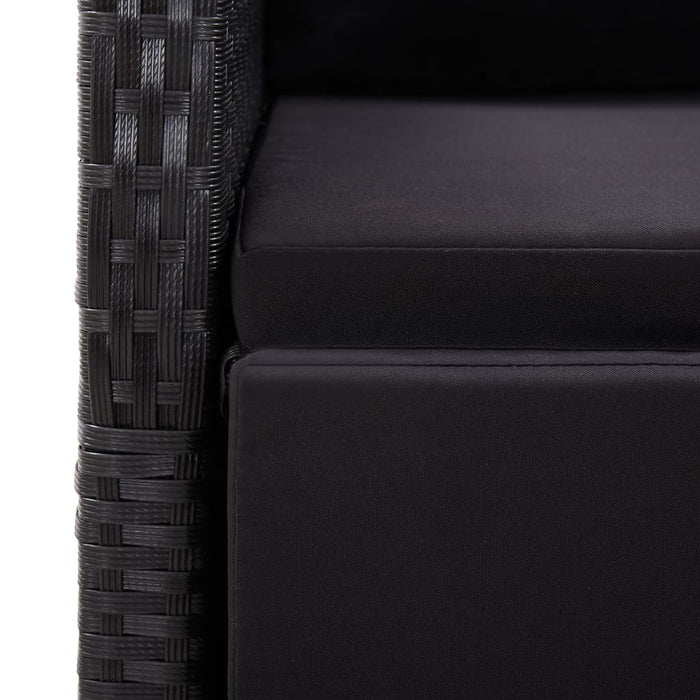 Set mobilier de exterior cu perne, 11 piese, negru, poliratan WALTI