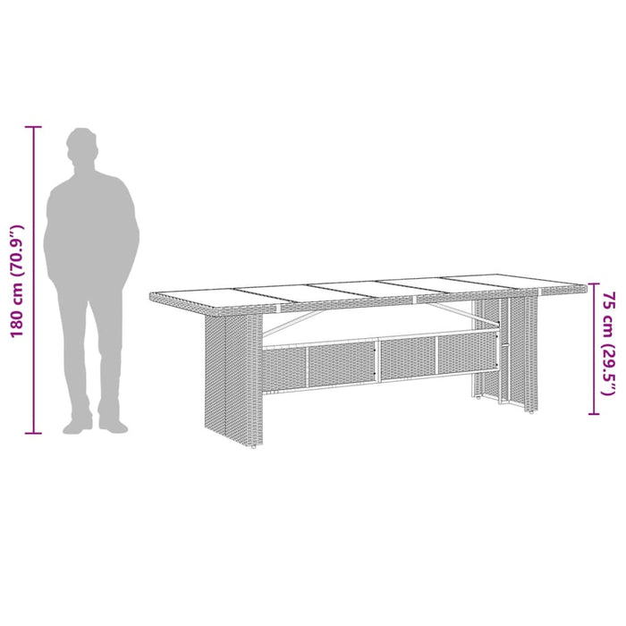 Set mobilier de exterior cu perne, 11 piese, negru, poliratan WALTI