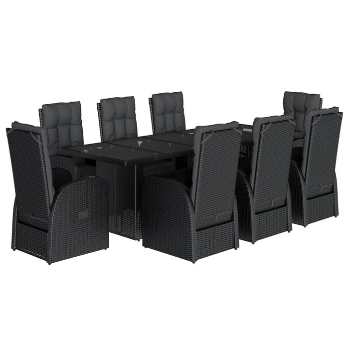 Set mobilier de grădină cu perne, 9 piese, negru, poliratan - WALTI WALTI