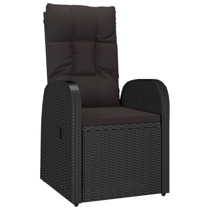 Set mobilier de exterior cu perne, 11 piese, negru, poliratan WALTI