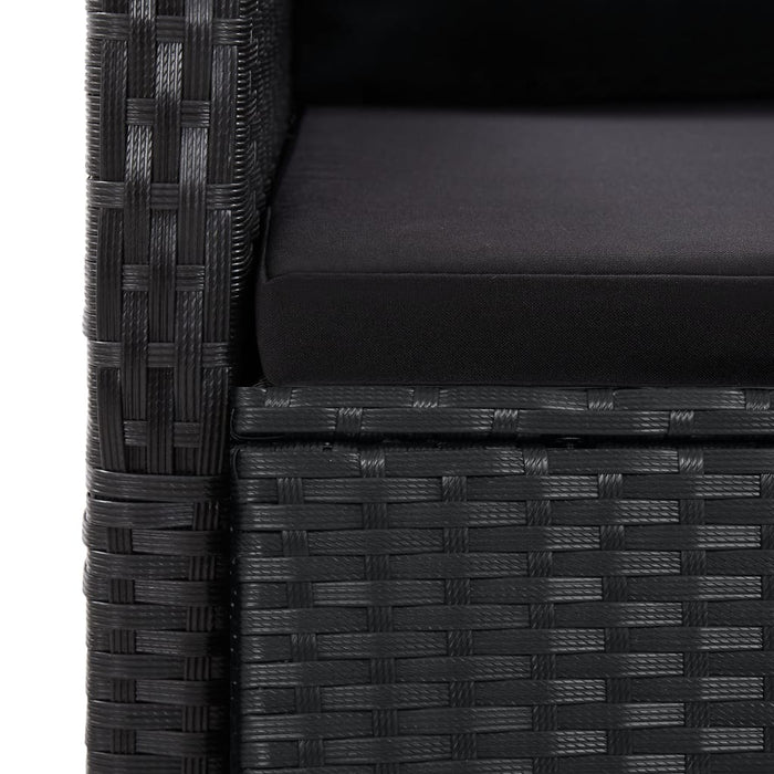 Set mobilier de exterior cu perne, 11 piese, negru, poliratan WALTI