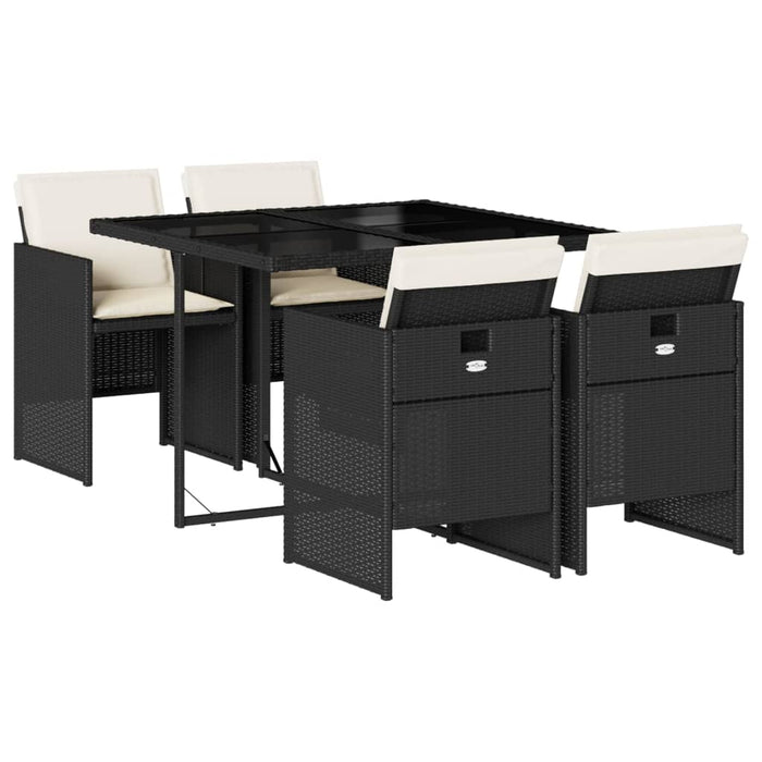 Set mobilier de grădină cu perne, 5 piese, negru, poliratan - WALTI WALTI
