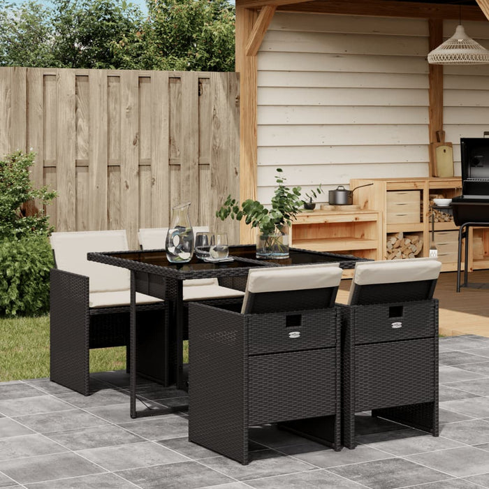 Set mobilier de grădină cu perne, 5 piese, negru, poliratan - WALTI WALTI