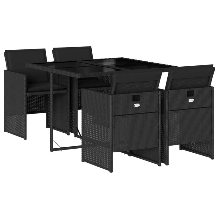 Set mobilier de grădină cu perne, 5 piese, negru, poliratan - WALTI WALTI