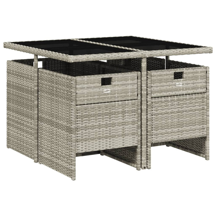 Set mobilier de grădină cu perne, 5 piese gri deschis poliratan - WALTI WALTI