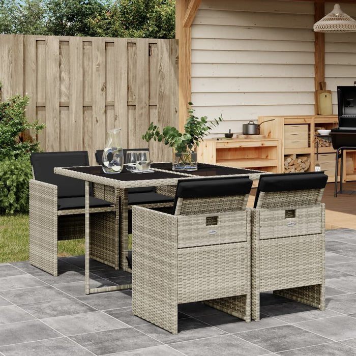 Set mobilier de grădină cu perne, 5 piese gri deschis poliratan - WALTI WALTI