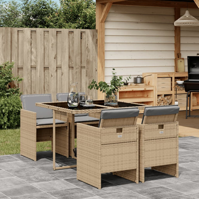 Set mobilier pentru grădină, 5 piese, cu perne, bej, poliratan - WALTI WALTI