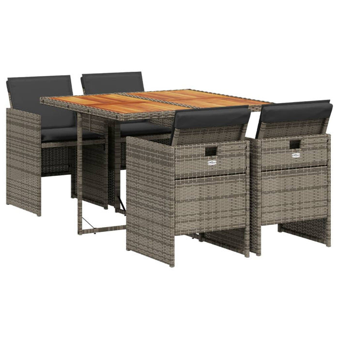Set mobilier de grădină cu perne, 5 piese, gri, poliratan WALTI