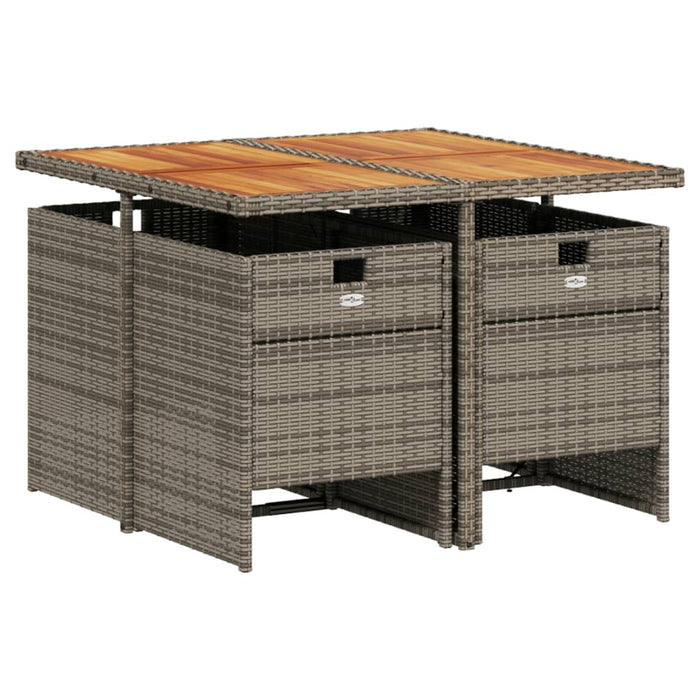 Set mobilier de grădină cu perne, 5 piese, gri, poliratan WALTI