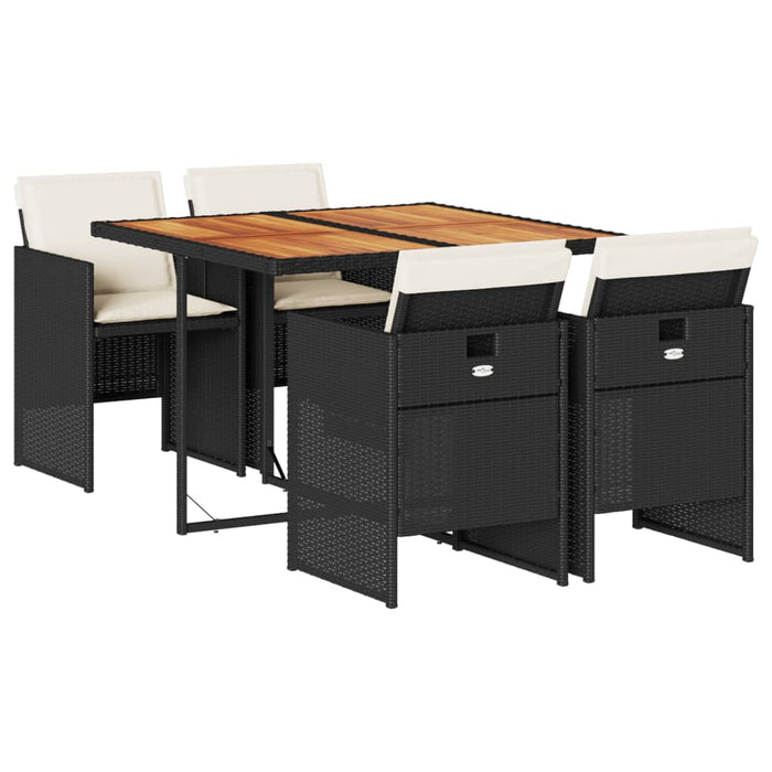 Set mobilier de grădină cu perne, 5 piese, negru, poliratan WALTI