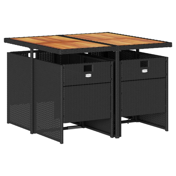 Set mobilier de grădină cu perne, 5 piese, negru, poliratan WALTI