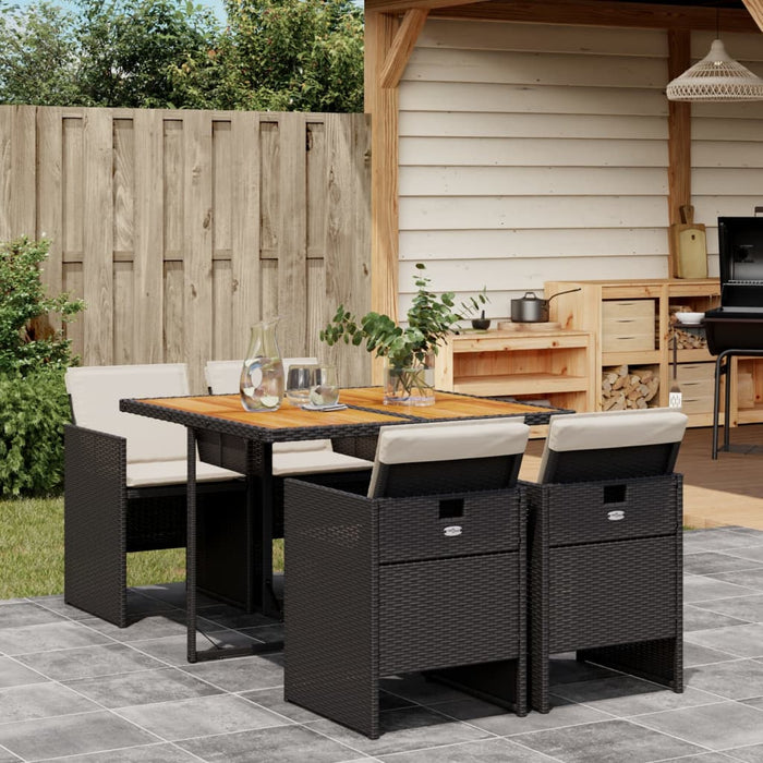 Set mobilier de grădină cu perne, 5 piese, negru, poliratan WALTI