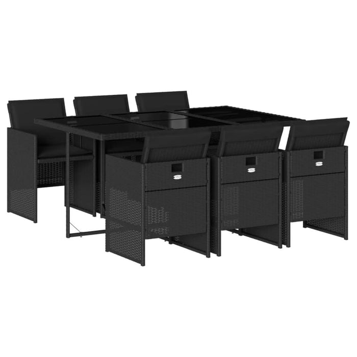 Set mobilier de grădină cu perne, 7 piese, negru, poliratan - WALTI WALTI