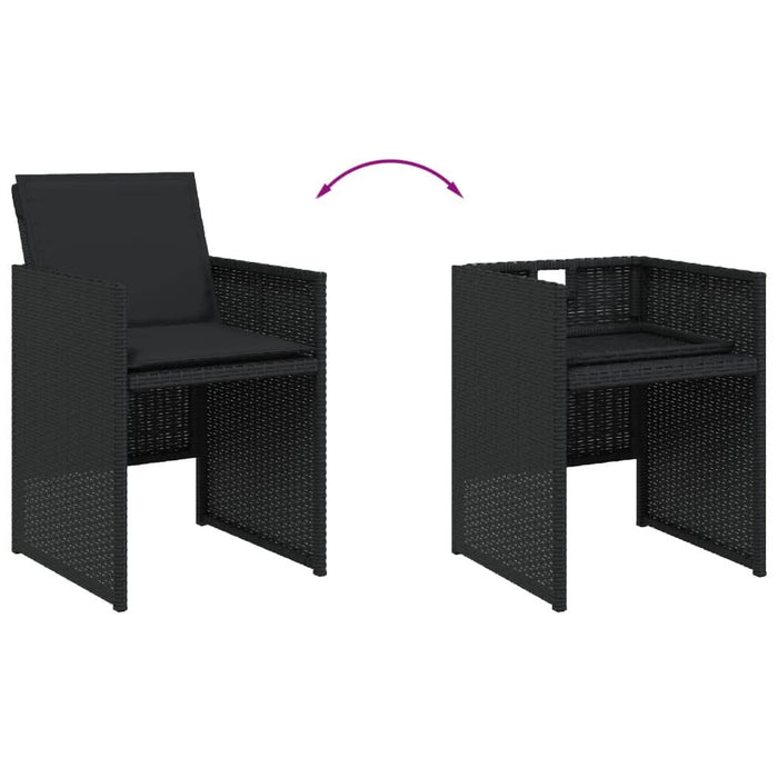 Set mobilier de grădină cu perne, 7 piese, negru, poliratan - WALTI WALTI