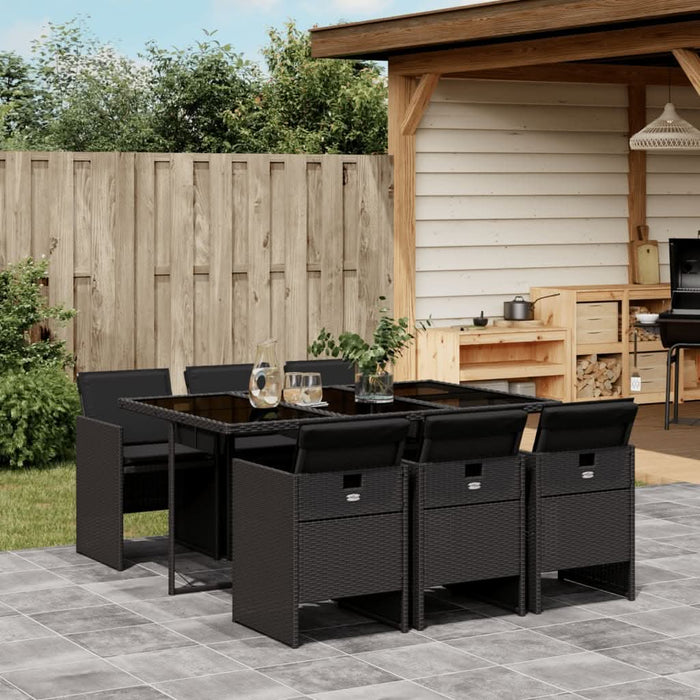 Set mobilier de grădină cu perne, 7 piese, negru, poliratan - WALTI WALTI