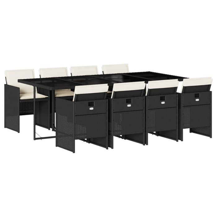 Set mobilier de grădină cu perne, 9 piese, negru, poliratan - WALTI WALTI