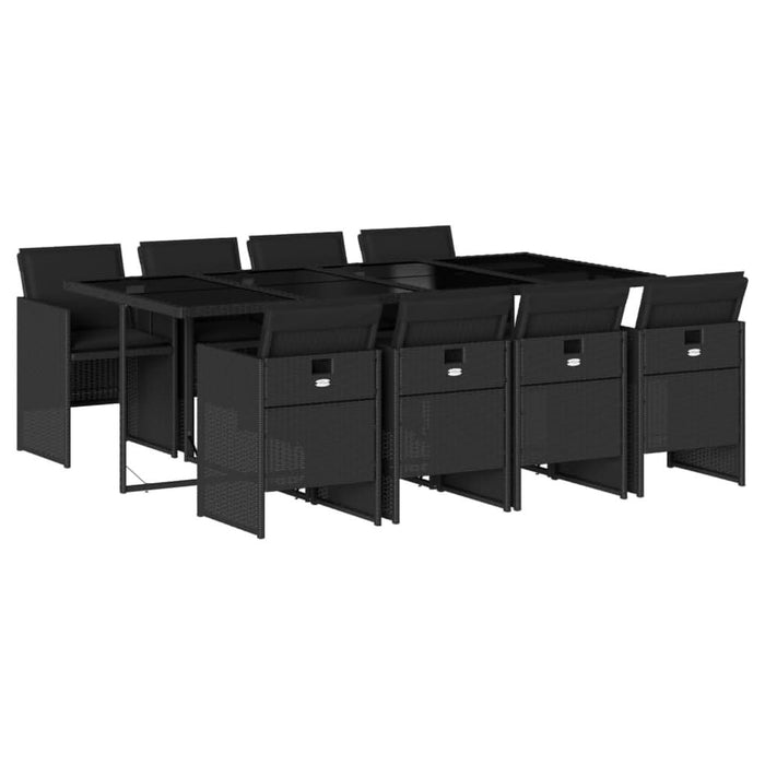 Set mobilier de grădină cu perne, 9 piese, negru, poliratan - WALTI WALTI
