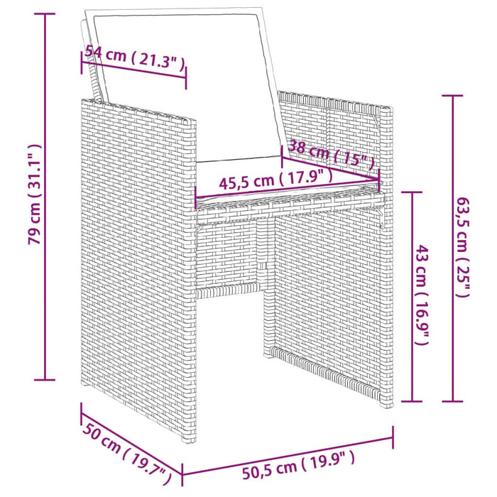 Set mobilier de grădină cu perne, 9 piese, negru, poliratan - WALTI WALTI