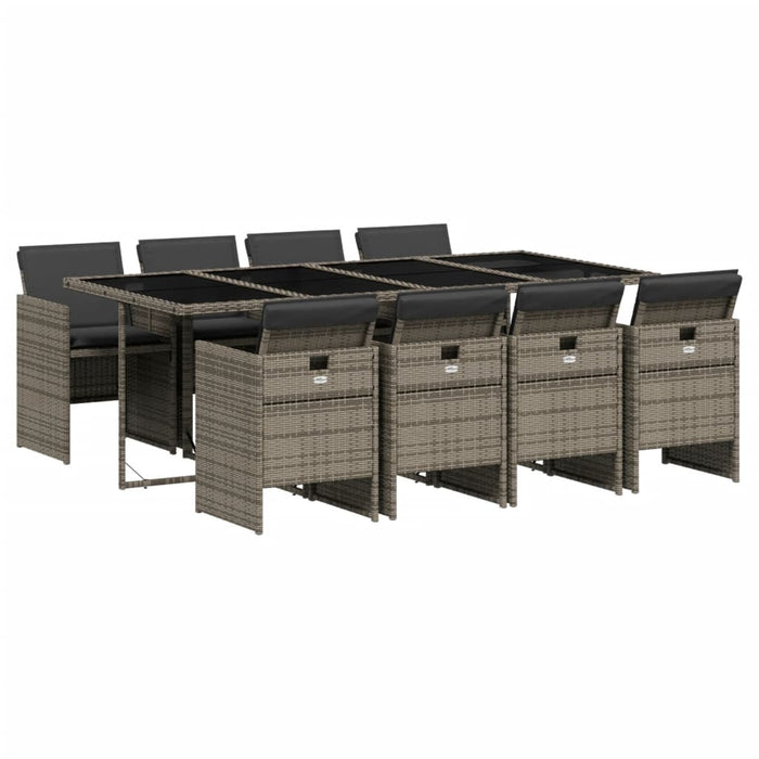 Set mobilier grădină cu perne, 9 piese, gri, poliratan - WALTI WALTI