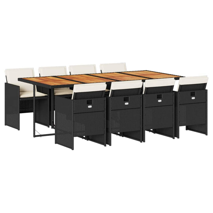 Set mobilier de grădină cu perne, 9 piese, negru, poliratan - WALTI WALTI