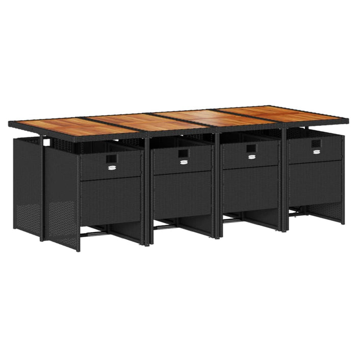 Set mobilier de grădină cu perne, 9 piese, negru, poliratan - WALTI WALTI
