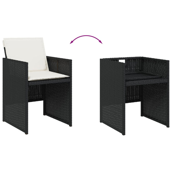 Set mobilier de grădină cu perne, 9 piese, negru, poliratan - WALTI WALTI