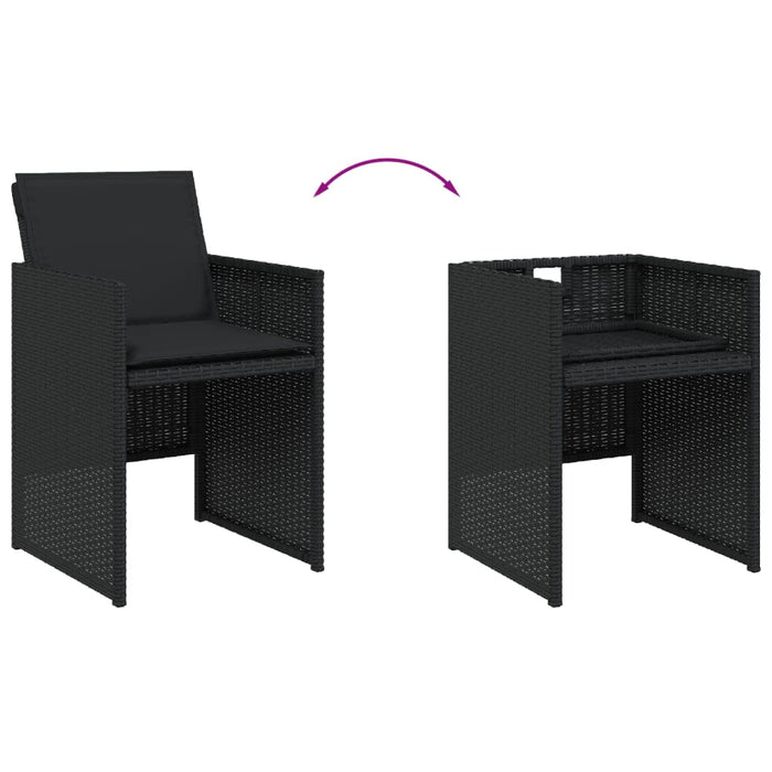 Set mobilier de exterior cu perne, 11 piese, negru, poliratan - WALTI WALTI