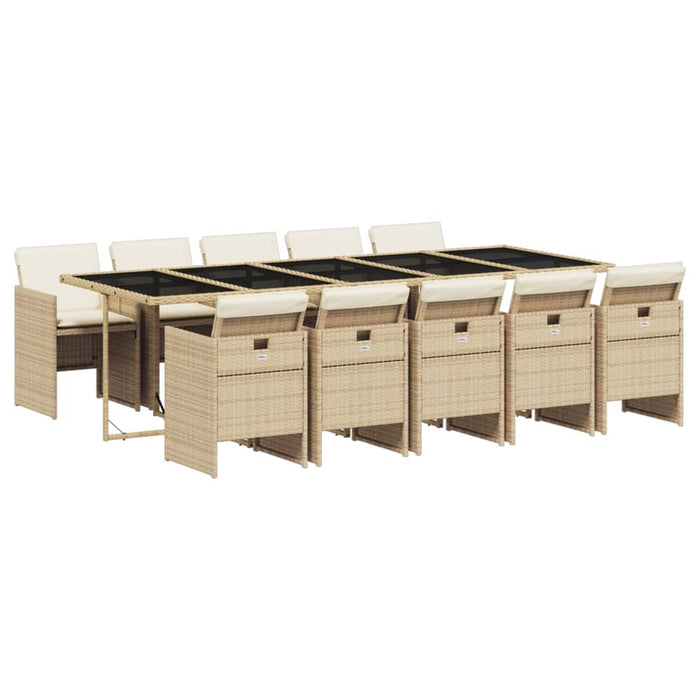Set mobilier de grădină cu perne, 11 piese, bej, poliratan - WALTI WALTI