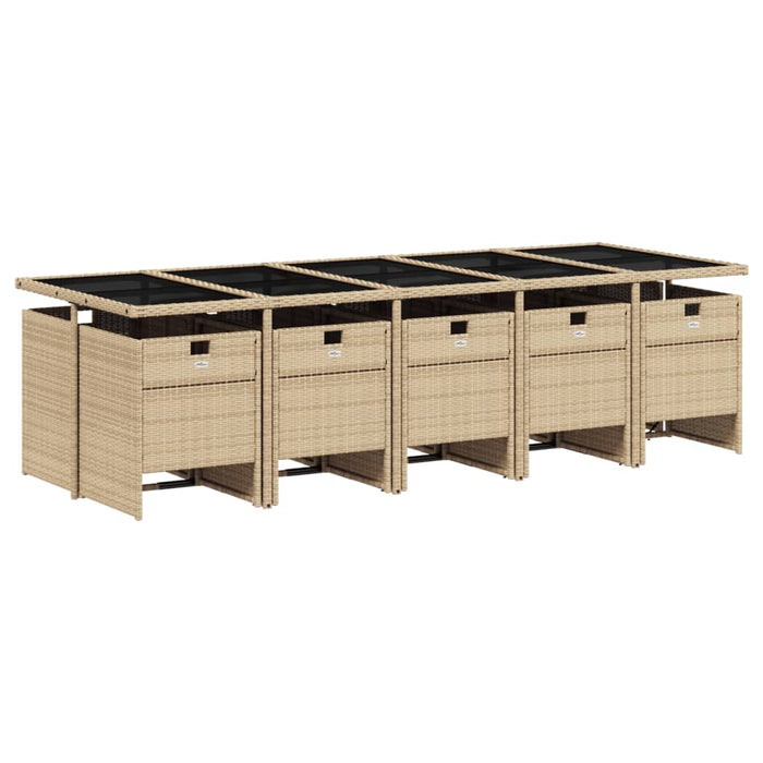 Set mobilier de grădină cu perne, 11 piese, bej, poliratan - WALTI WALTI