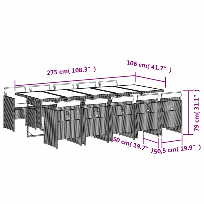Set mobilier de grădină cu perne, 11 piese, bej, poliratan - WALTI WALTI