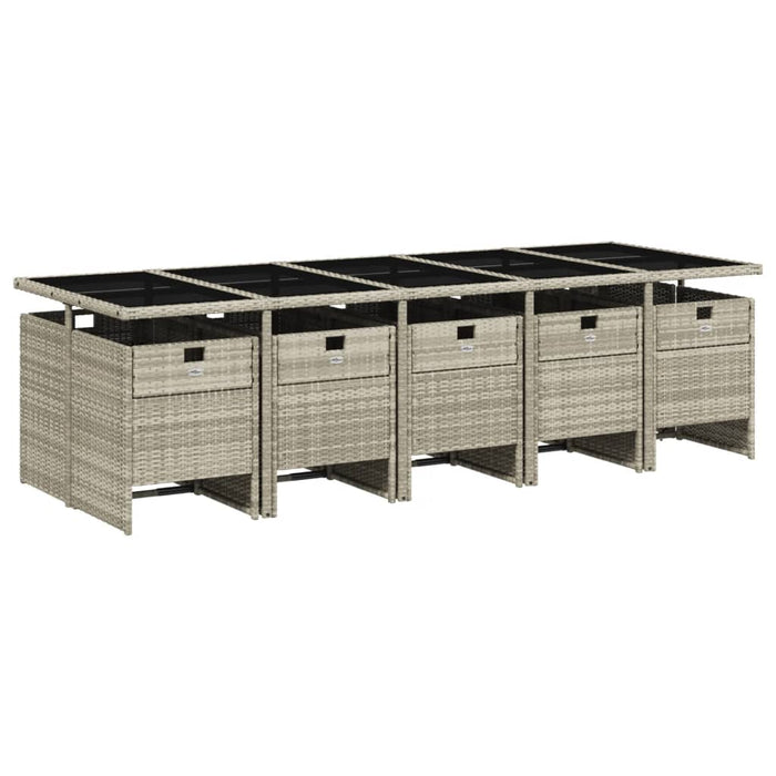 Set mobilier de grădină cu perne 11 piese gri deschis poliratan - WALTI WALTI