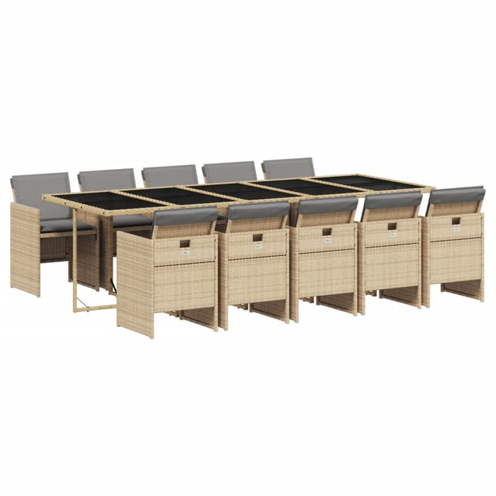 Set mobilier grădină cu perne, 11 piese bej combinat poliratan - WALTI WALTI