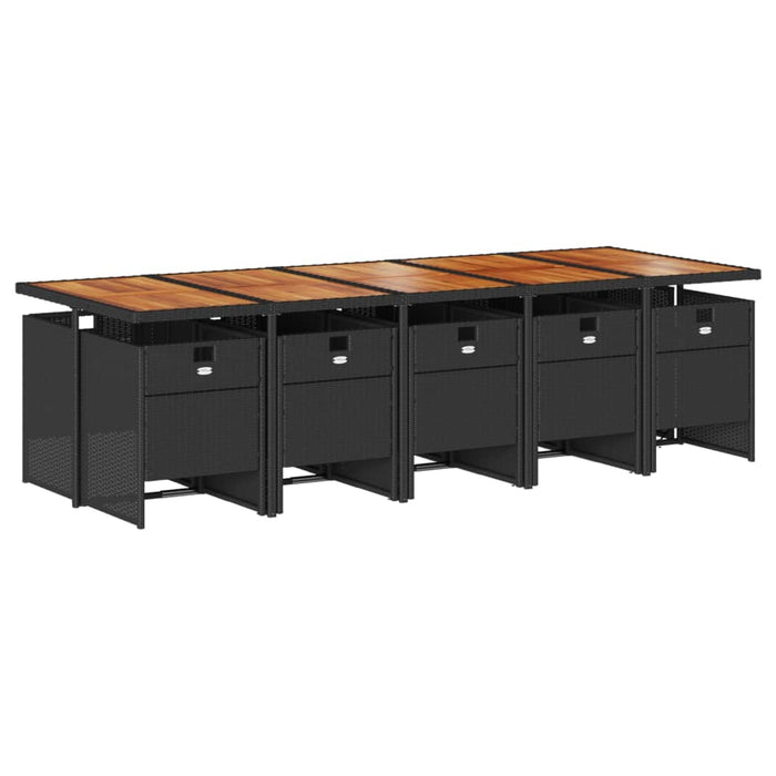 Set mobilier de exterior cu perne, 11 piese, negru, poliratan - WALTI WALTI