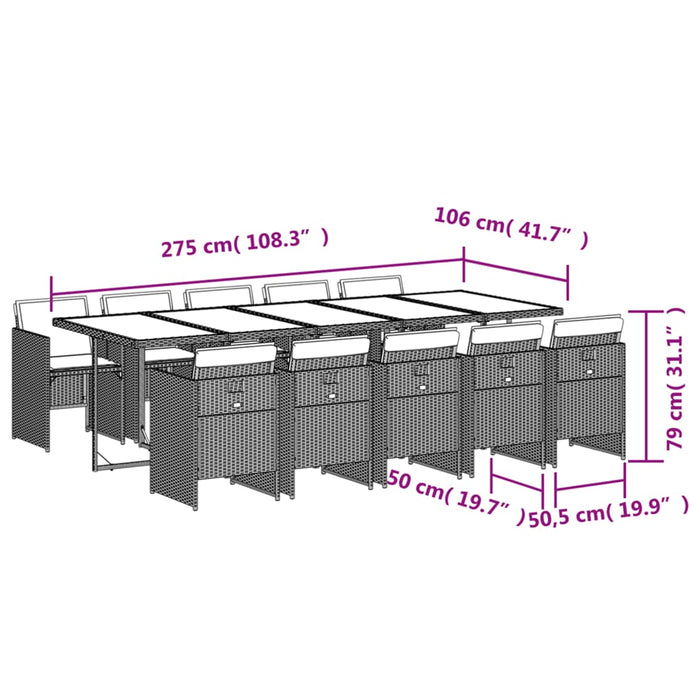 Set mobilier de exterior cu perne, 11 piese, negru, poliratan - WALTI WALTI