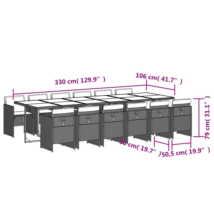 Set mobilier de grădină cu perne, 13 piese, negru, poliratan - WALTI WALTI