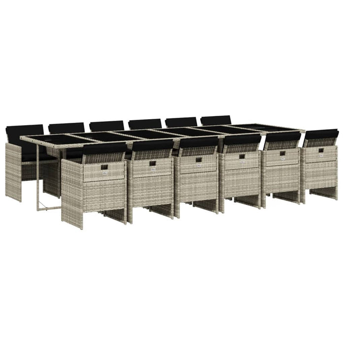 Set mobilier de grădină cu perne 13 piese gri deschis poliratan - WALTI WALTI