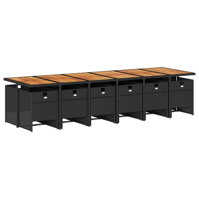 Set mobilier de grădină cu perne, 13 piese, negru, poliratan WALTI