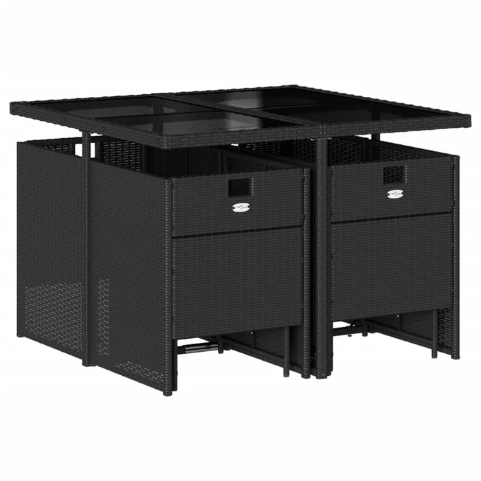 Set mobilier de grădină cu perne, 9 piese, negru, poliratan WALTI