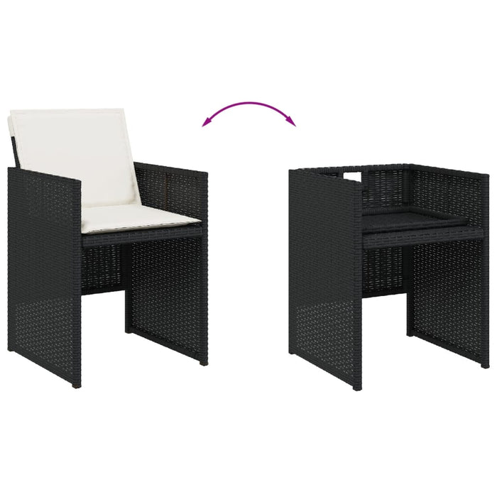 Set mobilier de grădină cu perne, 9 piese, negru, poliratan WALTI