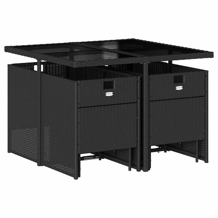 Set mobilier de grădină cu perne, 9 piese, negru, poliratan - WALTI WALTI