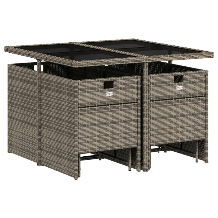 Set mobilier grădină cu perne, 9 piese, gri, poliratan - WALTI WALTI