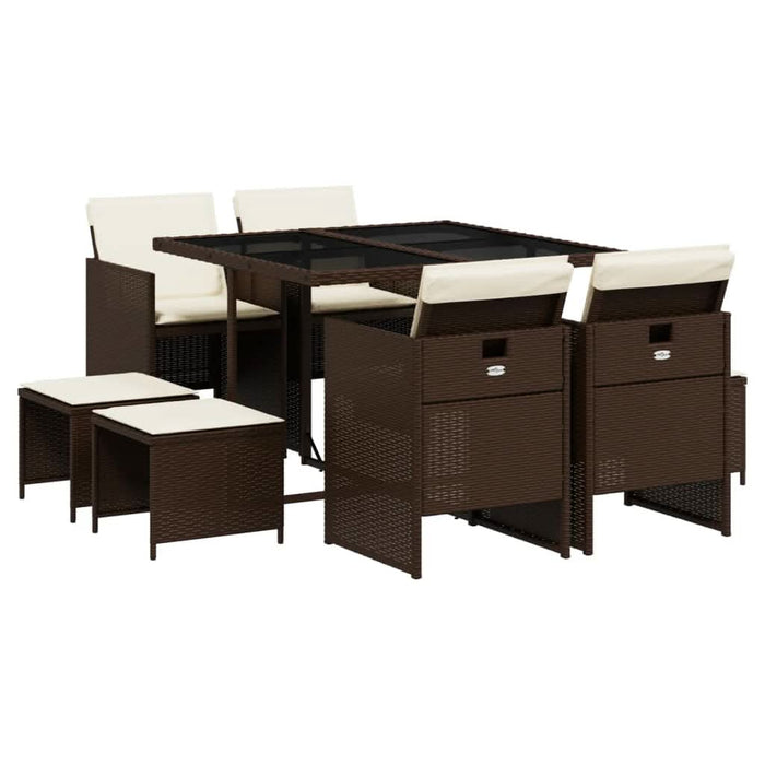 Set mobilier de grădină cu perne, 9 piese, maro, poliratan - WALTI WALTI